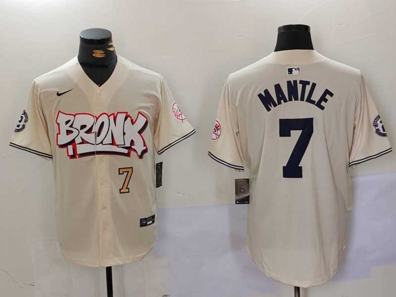 Men%27s New York Yankees #7 Mickey Mantle Cream Limited Stitched Baseball Jerseys->new york yankees->MLB Jersey